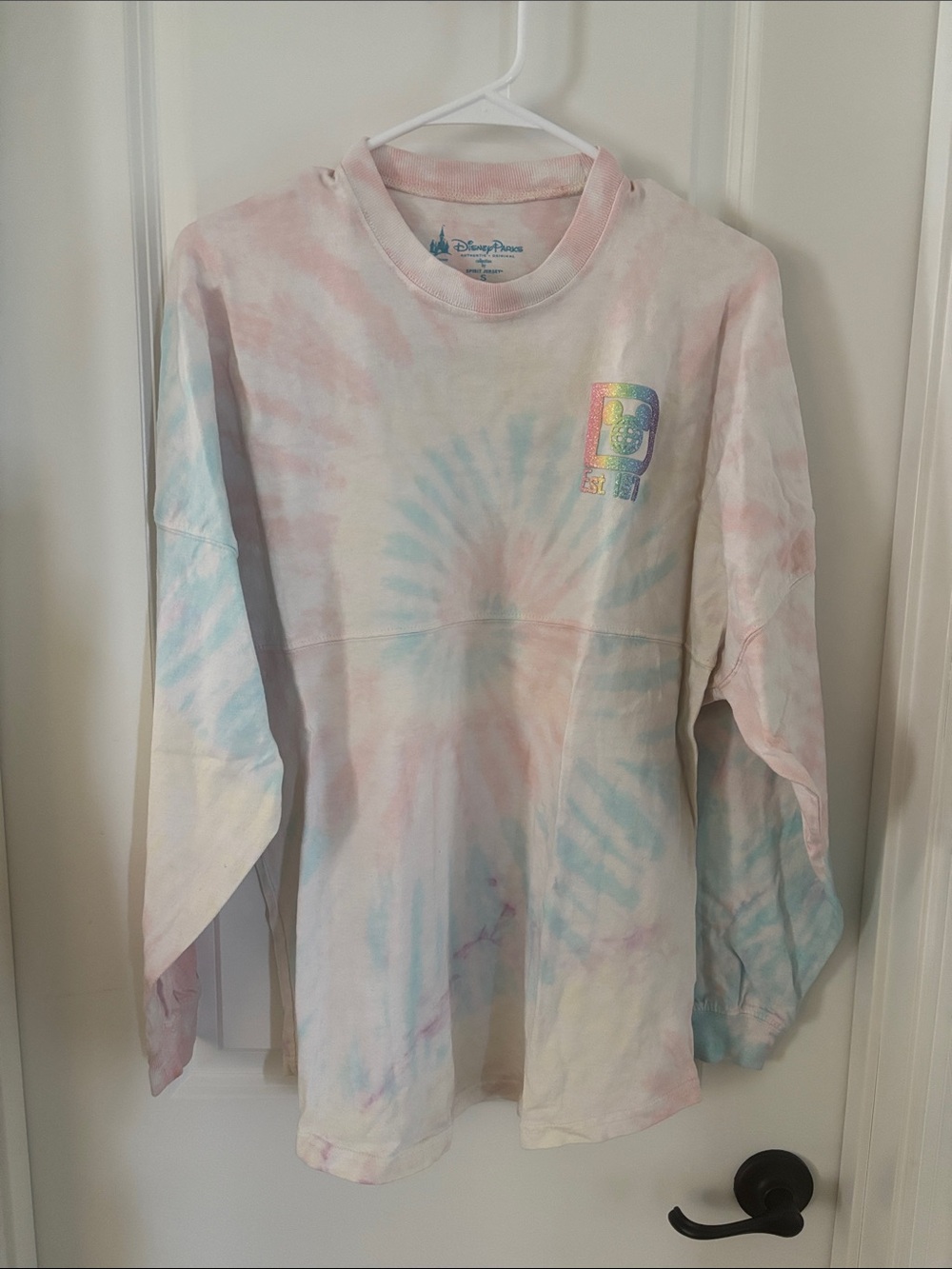 Walt Disney World Parks Spirit Jersey Pastel Tie-Dye Long Sleeve Top Adult Small